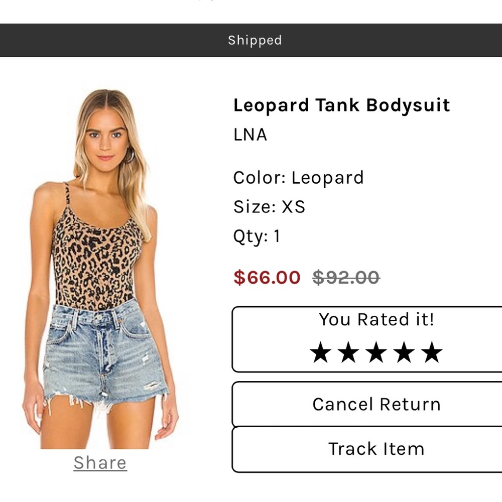 Leopard Tank Bodysuit by LNA by Revolve